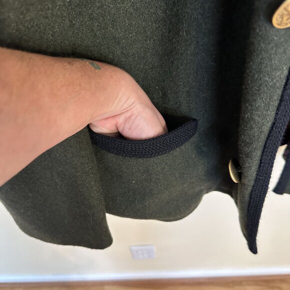 Vintage Wolle Womens Green Wool Cardigan Jacket Floral Lining & Brass Buttons - Picture 6 of 10